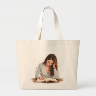Ästhetische Frau-Schreib-Illustration-Tasche Jumbo Stoffbeutel