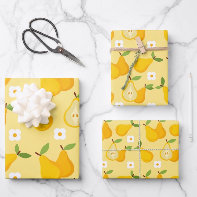Ästhetische FruchtBirne Geschenkpapier Set (Vorderseite)