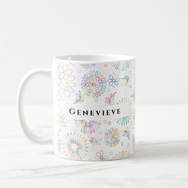 Ästhetische Gefälligkeit Blumenmuster Lineart Must Kaffeetasse (Links)