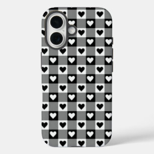 Ästhetische Gingham-Kariert-Herzen-Hülle iPhone 16 Hülle
