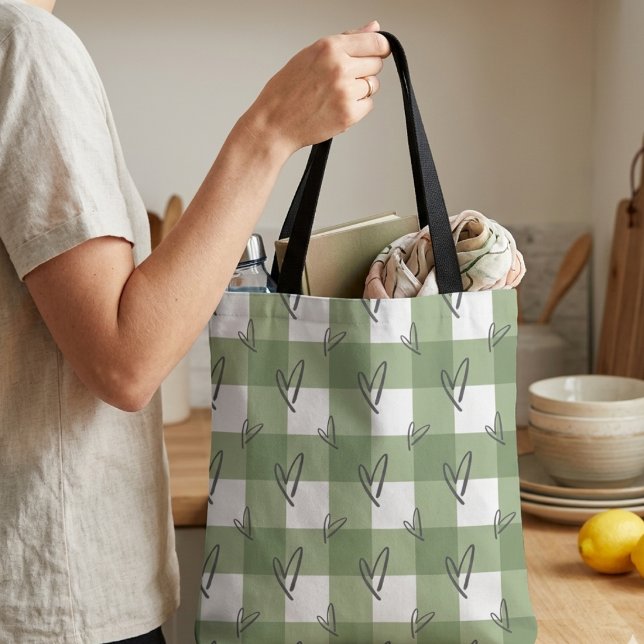 Ästhetische Hellgrüne Herz Gingham AOP-Tasche Tasche (Von Creator hochgeladen)