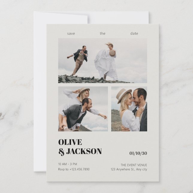 Ästhetische Hochzeit des modernen Fotos Save The Date (Vorderseite)
