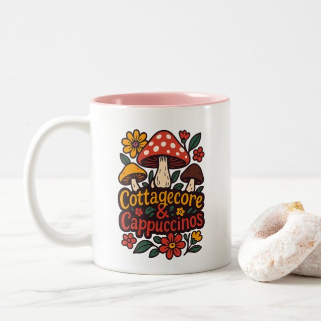 Ästhetische Hütte Lifestyle Gemütliche Kaffee Tass Zweifarbige Tasse (Mit Donut)