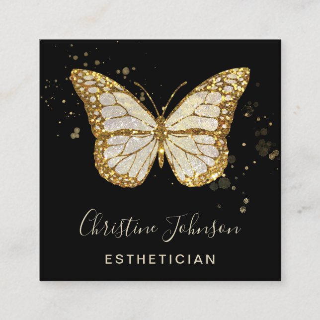 Ästhetische Imitate Glitzer Schmetterling Quadratische Visitenkarte (Vorderseite)