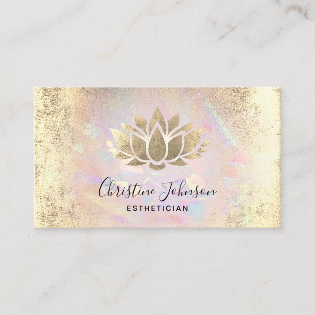 Ästhetische Imitate Goldfolie Lotus auf opaler Tex Visitenkarte (Vorderseite)