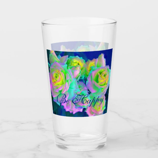 Ästhetische Iridescent Pearly Rose sind glücklich Glas (Vorderseite)