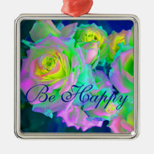 Ästhetische Iridescent Pearly Rose sind glücklich Ornament Aus Metall