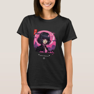 Ästhetische japanische Vaporwave Lila Moon Sad Gir T-Shirt