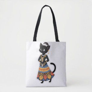 Ästhetische javanische schwarze Katze in tradition Tasche