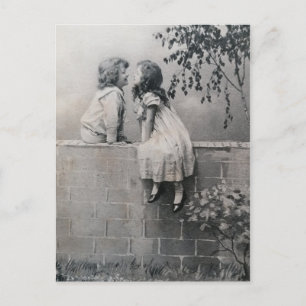 Ästhetische junge Romantik Vintage Schwarzweiß Postkarte