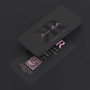 Ästhetische K R Initialen Monogramm Schwarz Rosa Visitenkarte