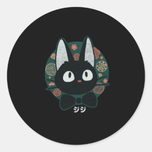 Ästhetische Kawaii Jiji Cat Face Lover Japanischer Runder Aufkleber