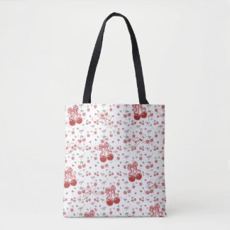 Ästhetische Kirsch-Tasche mit Herzen und Schleife Tasche