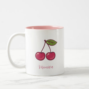 Ästhetische Kokette Rosa Kirsche Elegante Wasserfa Zweifarbige Tasse