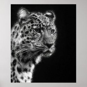Ästhetische Leopard Cheetah Face Skizze Kunst Poster