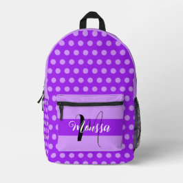 Ästhetische Lila Farbe - Hübscher Name Monogramm Bedruckter Rucksack