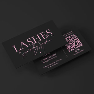 Ästhetische Minimal-Wimpern-Tech Pink Schwarz Visitenkarte