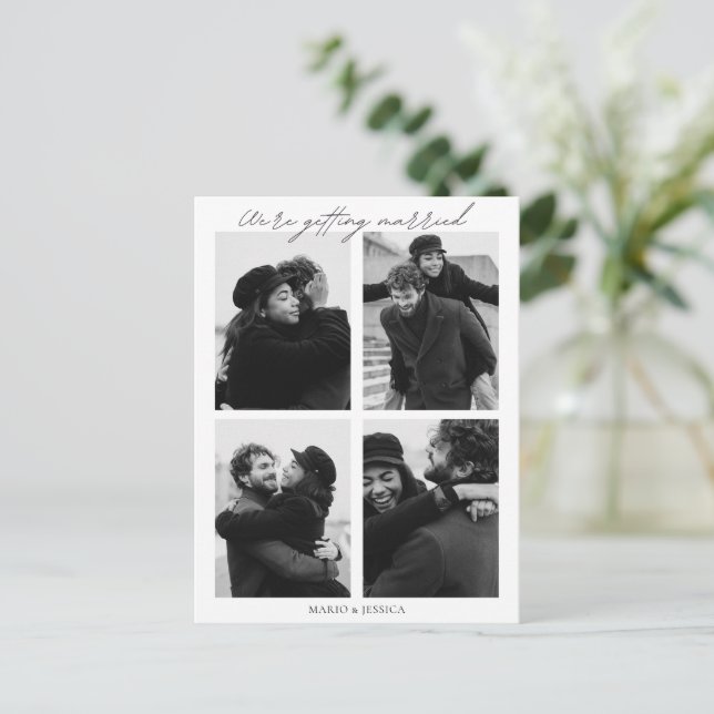 Ästhetische Minimalistische Hochzeit des Fotos Postkarte (Stehend Vorderseite)