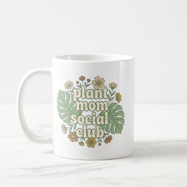 Ästhetische Monstera & Florals Kaffeetasse (Links)