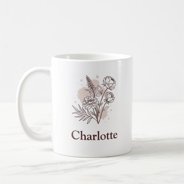 Ästhetische natürliche Blume Pinkisch Braun Kaffeetasse (Links)