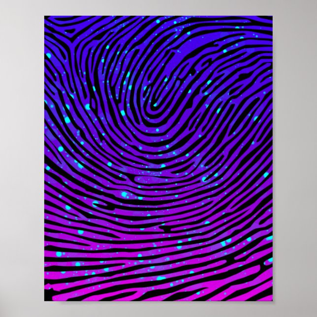Ästhetische Neon Fingerprint Lumineszenz Poster (Vorne)