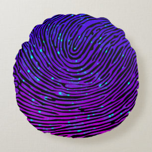 Ästhetische Neon Fingerprint Lumineszenz Rundes Kissen