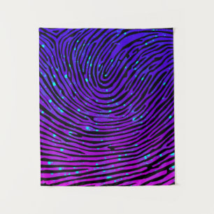 Ästhetische Neon Fingerprint Lumineszenz Wandteppich