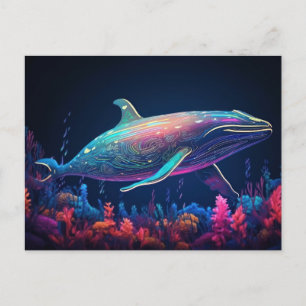 Ästhetische Neon Wal Illustration Postkarte