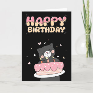 Ästhetische Niedliche 3D Black Happy Geburtstag Gr Feiertagskarte