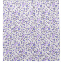Ästhetische Niedliche Violet Butterfly Doodle Duschvorhang