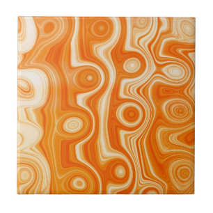 Ästhetische Orange Liquid Swirl Niedlich Retro Mod Fliese