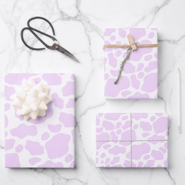 Ästhetische Pastell Lila Kuh Geschenkpapier Set (Vorderseite)
