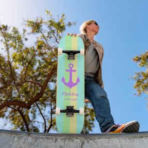 Ästhetische Pastellfarben Streifen individuell Skateboard