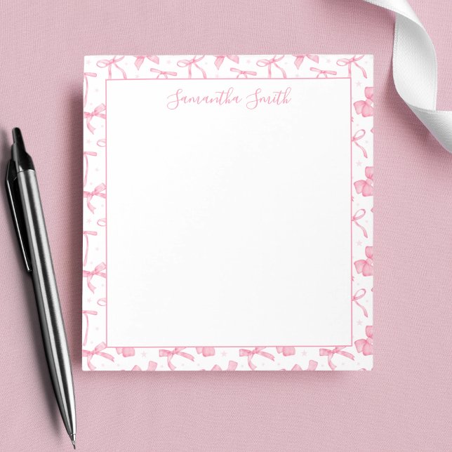 Ästhetische rosa Koketten-Schleife mit individuell Notizblock (Von Creator hochgeladen)