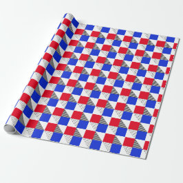 Ästhetische rote Schwarz-weiße und blaue geometris Geschenkpapier