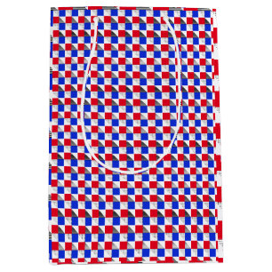 Ästhetische rote Schwarz-weiße und blaue geometris Mittlere Geschenktüte