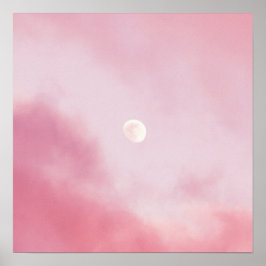 Ästhetische Ruhe Pink Sky und Mond Poster