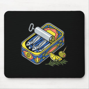Ästhetische Sardinen-Dose Euro Sommer Tapas Foodie Mousepad