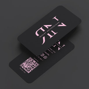 Ästhetische Schönheit Monogramm Pink Schwarz Profe Visitenkarte