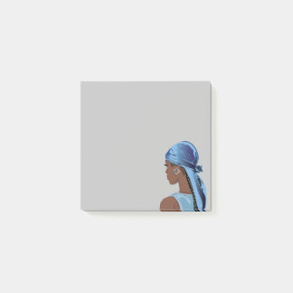 Ästhetische Schwarze Frau mit Kunstwerken der Art Post-it Klebezettel
