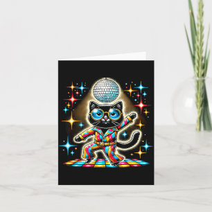 Ästhetische schwarze Katze Disco Karte