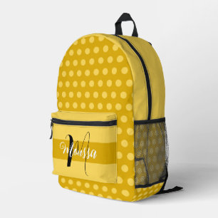 Ästhetische Senffarbe - Erdiger Name Monogramm Bedruckter Rucksack