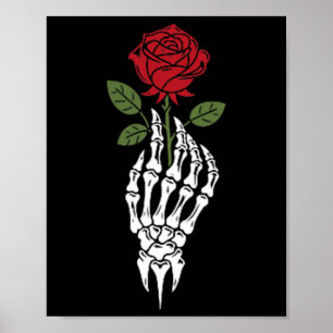 Ästhetische Tattoo Rote Rose Skelett Blume für Kin Poster