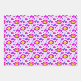 Ästhetische Trippy Psychedelic Y2K Cherry Daisy Geschenkpapier Set