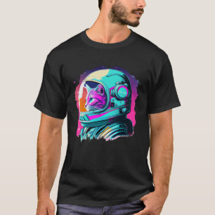 Ästhetische Vaporwave Space Cat 80er 90s Astronaut T-Shirt