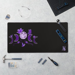Ästhetische violette Himmelsmondphase gestickt Schreibtischunterlage