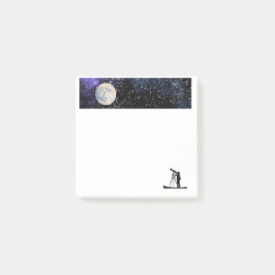 Ästhetische Vollmond-Teleskop-Weltraum-Post-it-Not Post-it Klebezettel