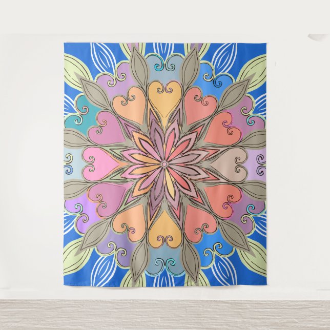 Ästhetische Wand Kunstwerk Frische Pastelle Mandal Wandteppich (Vorderseite)