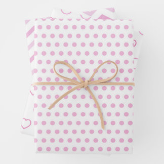 Ästhetische Weihnachten Pink Polka Muster Geschenkpapier Set