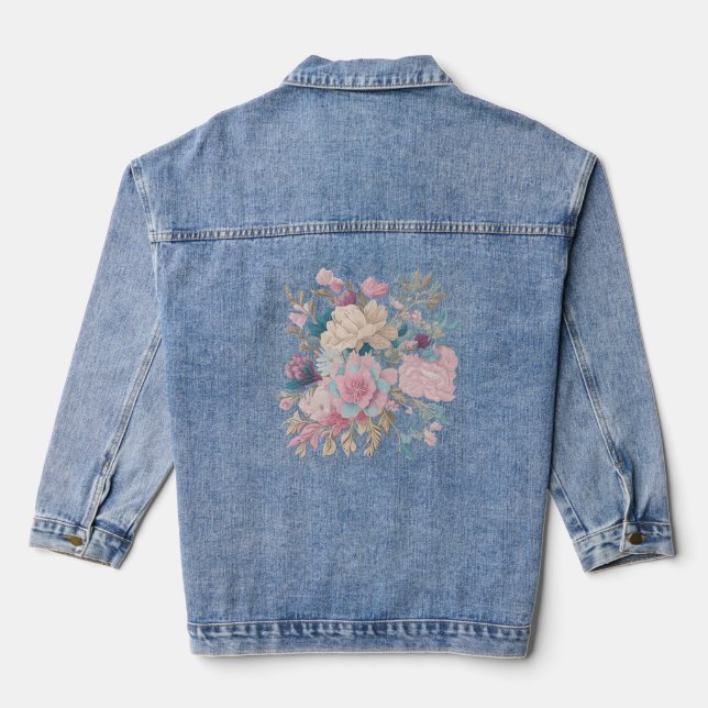 Ästhetische Wilde Blume Art denim Jacke (Rückseite)